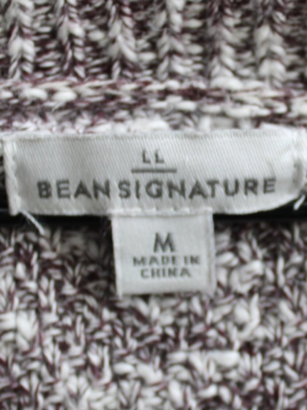 LL Bean Cotton Linen Blend Colorblock Plum Knit Pullover Sweater Size Medium - Picture 3 of 4